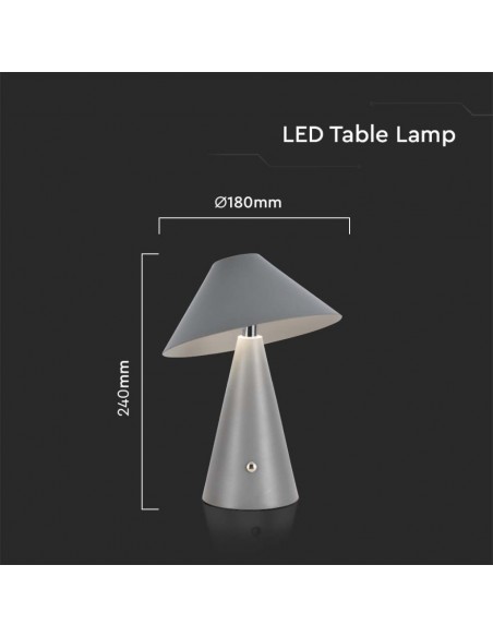 7949-Lampada LED da Tavolo  Colore Grigio in Metallo Ricaricabile con USB C Touch Dimmerabile in-3