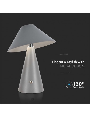 7949-Lampada LED da Tavolo  Colore Grigio in Metallo Ricaricabile con USB C Touch Dimmerabile in-6