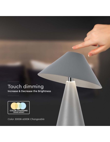 7949-Lampada LED da Tavolo  Colore Grigio in Metallo Ricaricabile con USB C Touch Dimmerabile in-7