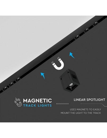 7959-Faretto LED SMD Lineare da Binario Magnetico  V UGR Colore Nero  -6