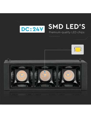 7960-Faretto LED SMD Lineare da Binario Magnetico  x V UGR Colore Nero  -6