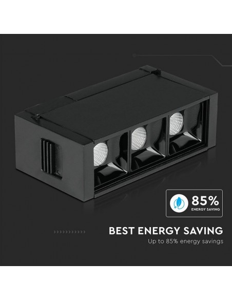 Faretto lineare LED SMD magnetico 3*1W Nero IP20 24V 3000K