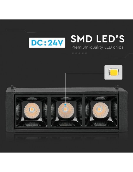 7961-Faretto LED SMD Lineare da Binario Magnetico  x V UGR Colore Nero  -6