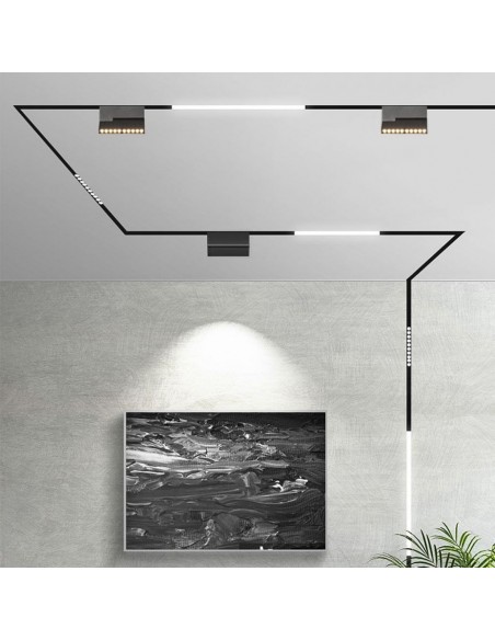 7964-Faretto LED SMD Lineare da Binario Magnetico Regolabile  x V UGR Colore Nero  -4