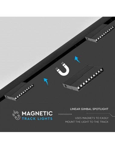7964-Faretto LED SMD Lineare da Binario Magnetico Regolabile  x V UGR Colore Nero  -5