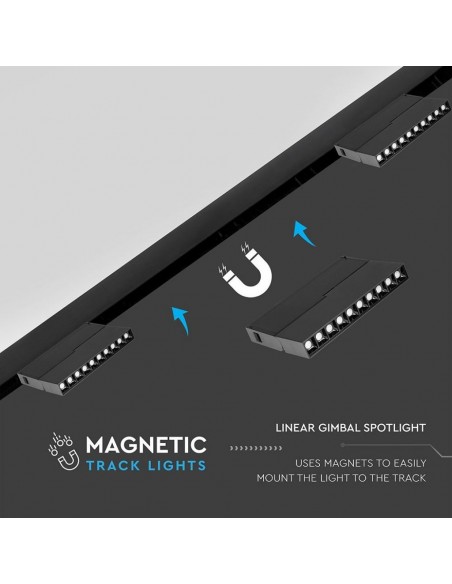 7964-Faretto LED SMD Lineare da Binario Magnetico Regolabile  x V UGR Colore Nero  -5