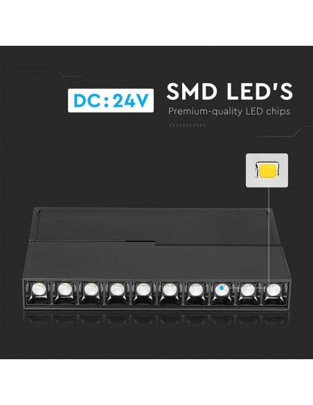 7964-Faretto LED SMD Lineare da Binario Magnetico Regolabile  x V UGR Colore Nero  -6