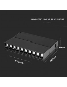 7965-Faretto LED SMD Lineare da Binario Magnetico Regolabile  x V UGR Colore Nero  -1 2