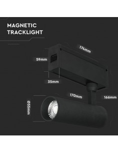 7966-Faretto LED COB da Binario Magnetico  V UGR Colore Nero  -1 2