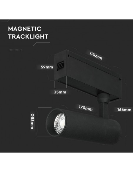 7966-Faretto LED COB da Binario Magnetico  V UGR Colore Nero  -2
