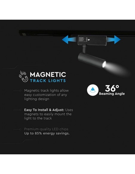 7967-Faretto LED COB da Binario Magnetico  V UGR Colore Nero  -3