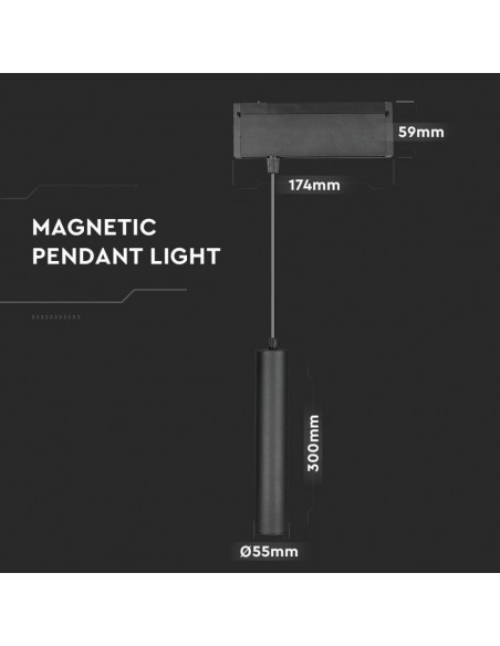 7968-Faretto LED COB da Binario Magnetico a Sospensione  V UGR Colore Nero  -3