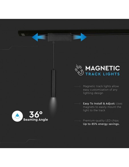 7968-Faretto LED COB da Binario Magnetico a Sospensione  V UGR Colore Nero  -5