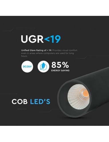 7968-Faretto LED COB da Binario Magnetico a Sospensione  V UGR Colore Nero  -6