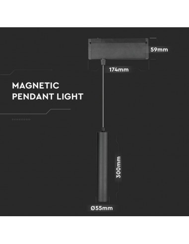 7969-Faretto LED COB da Binario Magnetico a Sospensione  V UGR Colore Nero  -3