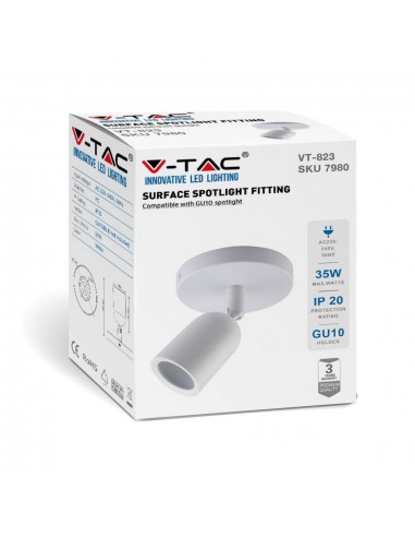 7980-Portafaretto LED Montaggio a Plafone Rotondo GU Orientabile Colore Bianco-2