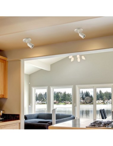 7980-Portafaretto LED Montaggio a Plafone Rotondo GU Orientabile Colore Bianco-5