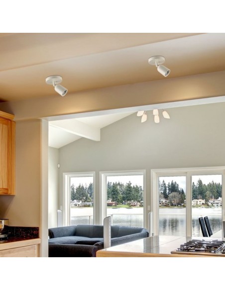 7980-Portafaretto LED Montaggio a Plafone Rotondo GU Orientabile Colore Bianco-5