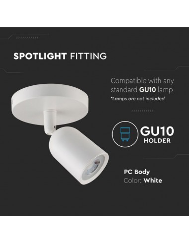 7980-Portafaretto LED Montaggio a Plafone Rotondo GU Orientabile Colore Bianco-6