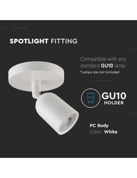 7980-Portafaretto LED Montaggio a Plafone Rotondo GU Orientabile Colore Bianco-6