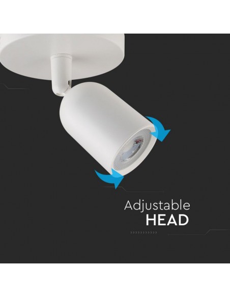 7980-Portafaretto LED Montaggio a Plafone Rotondo GU Orientabile Colore Bianco-7