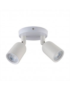 7981-Portafaretto LED Doppio a Plafone xGU e GU MR Orientabili Base Rotonda in Alluminio Colore Bianco-1