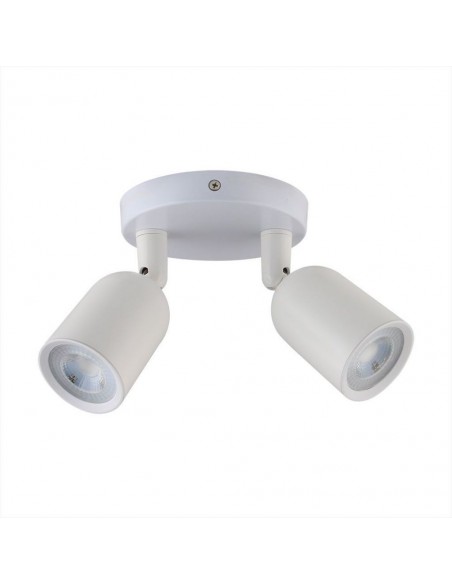 7981-Portafaretto LED Doppio a Plafone xGU e GU MR Orientabili Base Rotonda in Alluminio Colore Bianco-1