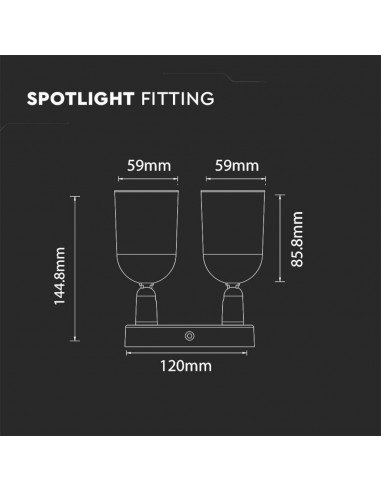 7981-Portafaretto LED Doppio a Plafone xGU e GU MR Orientabili Base Rotonda in Alluminio Colore Bianco-3