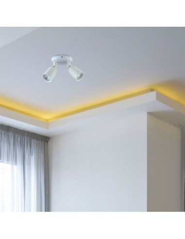 7981-Portafaretto LED Doppio a Plafone xGU e GU MR Orientabili Base Rotonda in Alluminio Colore Bianco-4