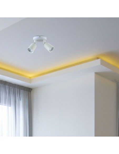 7981-Portafaretto LED Doppio a Plafone xGU e GU MR Orientabili Base Rotonda in Alluminio Colore Bianco-4