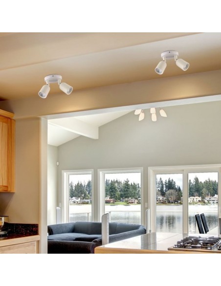 7981-Portafaretto LED Doppio a Plafone xGU e GU MR Orientabili Base Rotonda in Alluminio Colore Bianco-5