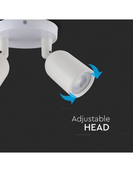 7981-Portafaretto LED Doppio a Plafone xGU e GU MR Orientabili Base Rotonda in Alluminio Colore Bianco-7