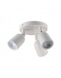7982-Portafaretto LED Triplo Montaggio a Plafone Rotondo xGU e GU MR Orientabili Colore Bianco-1