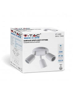 7982-Portafaretto LED Triplo Montaggio a Plafone Rotondo xGU e GU MR Orientabili Colore Bianco-1 2