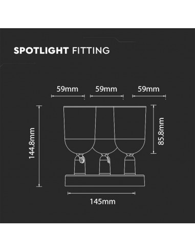 7982-Portafaretto LED Triplo Montaggio a Plafone Rotondo xGU e GU MR Orientabili Colore Bianco-3