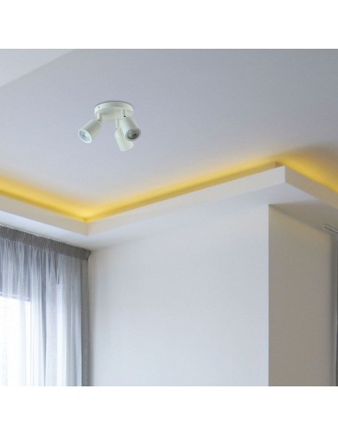 7982-Portafaretto LED Triplo Montaggio a Plafone Rotondo xGU e GU MR Orientabili Colore Bianco-4