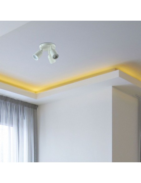 7982-Portafaretto LED Triplo Montaggio a Plafone Rotondo xGU e GU MR Orientabili Colore Bianco-4