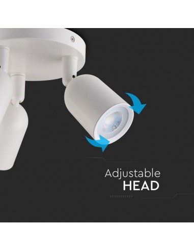 7982-Portafaretto LED Triplo Montaggio a Plafone Rotondo xGU e GU MR Orientabili Colore Bianco-7