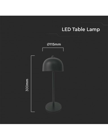 7985-Lampada LED da Tavolo  con Batteria mAh Ricaricabile USB C Colore Nero in Metallo Touch Dimmerabile in-3
