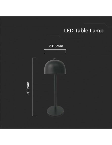 7985-Lampada LED da Tavolo  con Batteria mAh Ricaricabile USB C Colore Nero in Metallo Touch Dimmerabile in-3