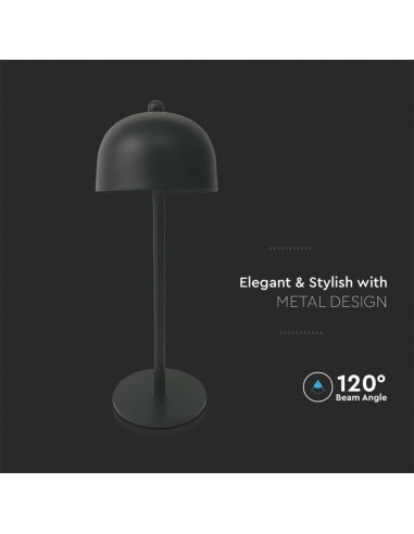 7985-Lampada LED da Tavolo  con Batteria mAh Ricaricabile USB C Colore Nero in Metallo Touch Dimmerabile in-6
