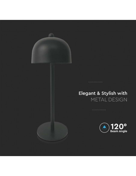 7985-Lampada LED da Tavolo  con Batteria mAh Ricaricabile USB C Colore Nero in Metallo Touch Dimmerabile in-6