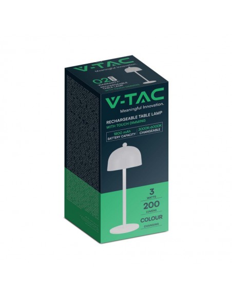 7986-Lampada LED da Tavolo  con Batteria mAh Ricaricabile USB C Colore Bianco in Metallo Touch Dimmerabile in-2