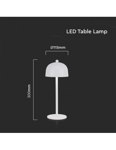 7986-Lampada LED da Tavolo  con Batteria mAh Ricaricabile USB C Colore Bianco in Metallo Touch Dimmerabile in-3