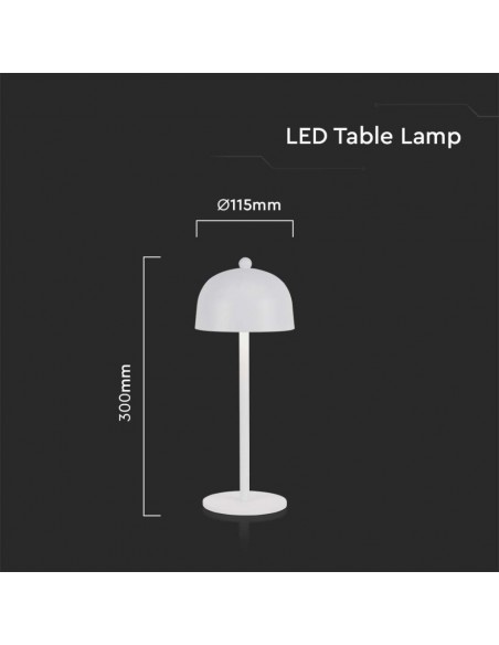 7986-Lampada LED da Tavolo  con Batteria mAh Ricaricabile USB C Colore Bianco in Metallo Touch Dimmerabile in-3