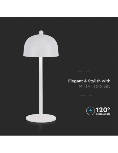 7986-Lampada LED da Tavolo  con Batteria mAh Ricaricabile USB C Colore Bianco in Metallo Touch Dimmerabile in-6