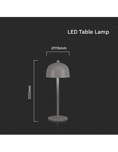 7987-Lampada LED da Tavolo  con Batteria mAh Ricaricabile USB C Colore Grigio in Metallo Touch Dimmerabile in-3