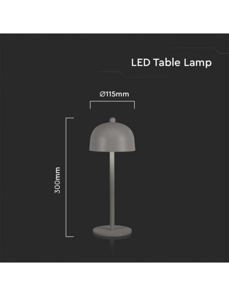 7987-Lampada LED da Tavolo  con Batteria mAh Ricaricabile USB C Colore Grigio in Metallo Touch Dimmerabile in-3