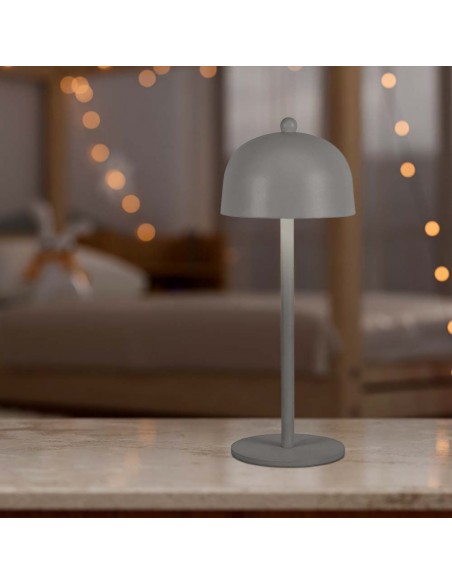 7987-Lampada LED da Tavolo  con Batteria mAh Ricaricabile USB C Colore Grigio in Metallo Touch Dimmerabile in-4