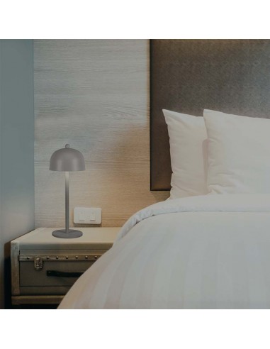 7987-Lampada LED da Tavolo  con Batteria mAh Ricaricabile USB C Colore Grigio in Metallo Touch Dimmerabile in-5